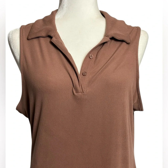 SO Women’s T-Shirt Collared Bodycon Casual Lightweight Dress Brown/Coffee Size L - Picture 3 of 10